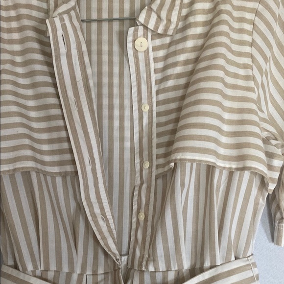 Stitches Cream Midi Dress with Notched Collar - Picture 2 of 8